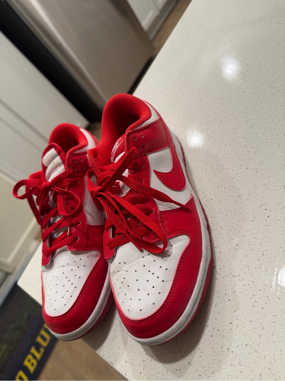 Womens Red and White Athletic Sneakers